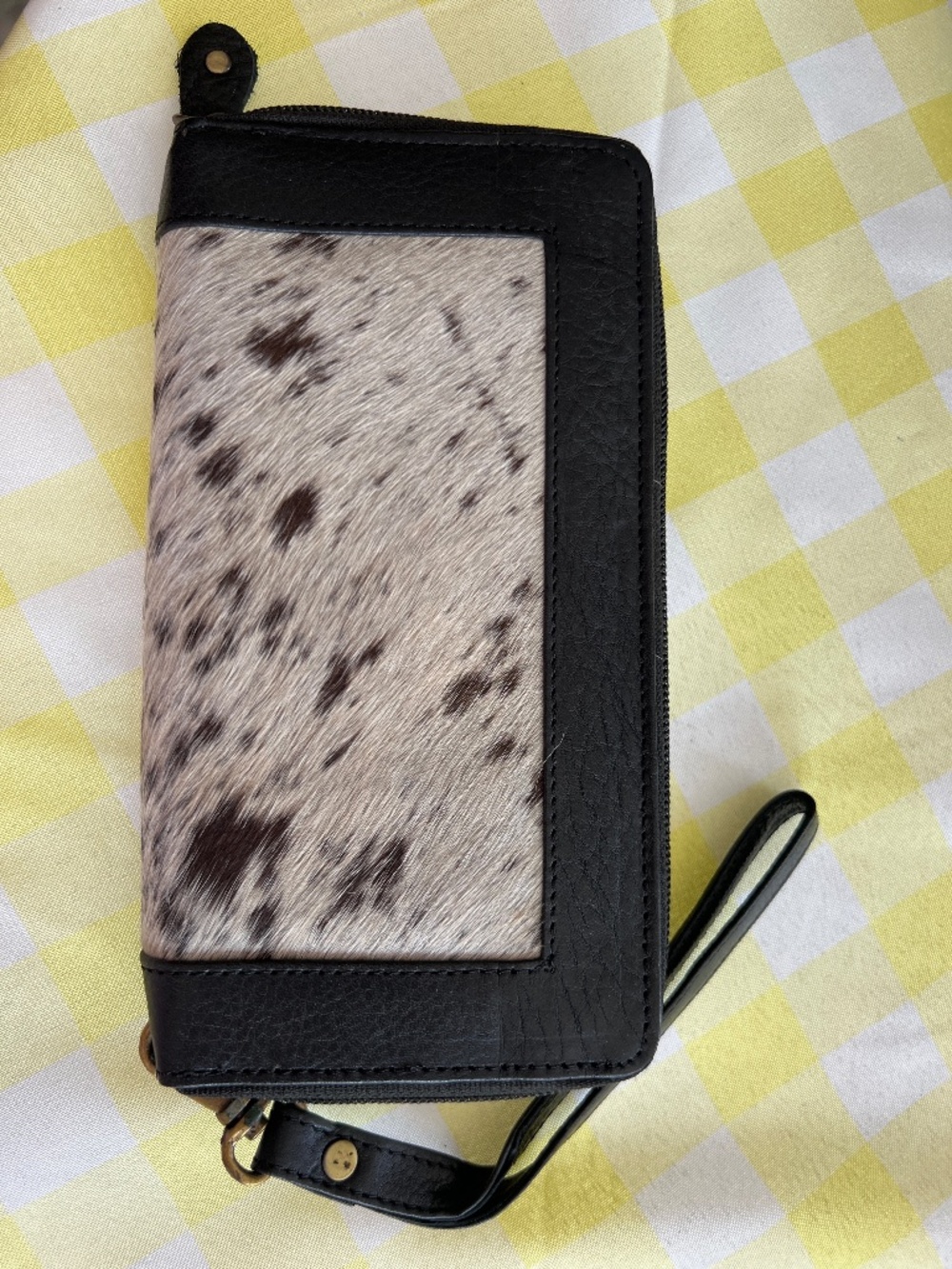 Western style cowhide wristlet